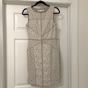 Maggy London Dress — cream and taupe